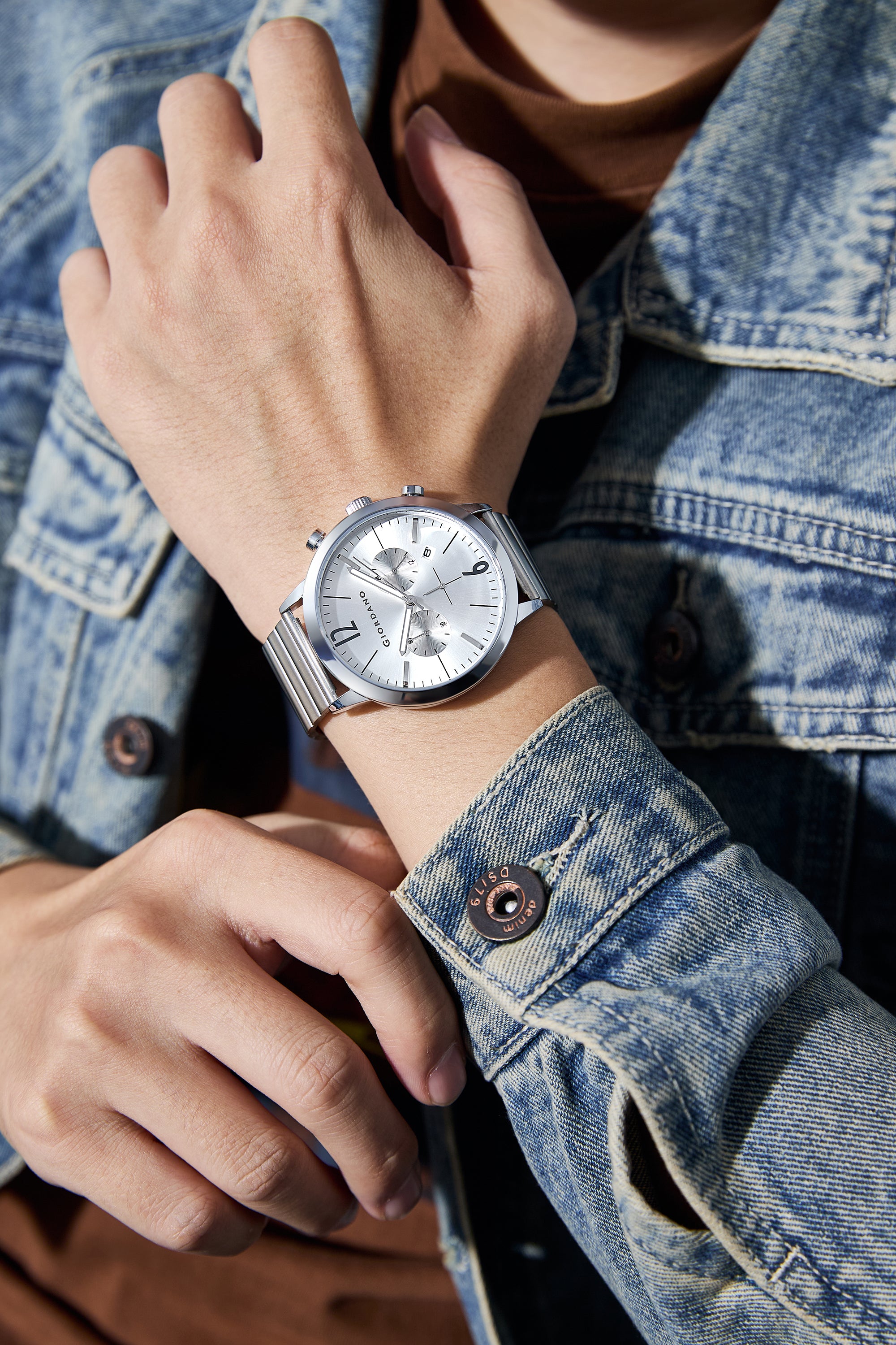 Giordano Analog Chronograph Watch for Men - Stainless Steel Case & strap| Modern Casual & Formal Wristwatch with Date | GZ-50153-33